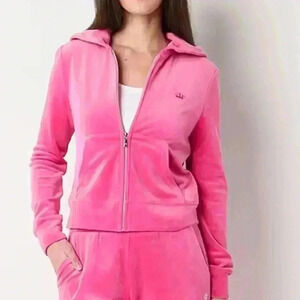 NWT Juicy by Juicy Couture Classic Velour Zip Up Hoodie Pink Mean Girls …